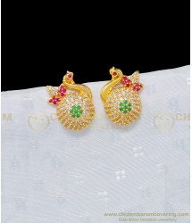 ERG946 - Elegant Party Wear Ad Multi Stone Peacock Design Earring One Gram Gold Earring Online
