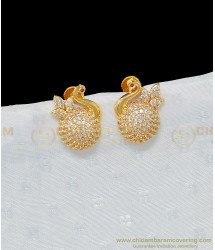 ERG948 - Beautiful Party Wear White Stone Peacock Earring Design One Gram Gold Earring Online