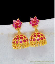 ERG955 - Beautiful Full Ruby Stone Jhumkas Earring New Jhumkas Design Gold Plated Buy Online 