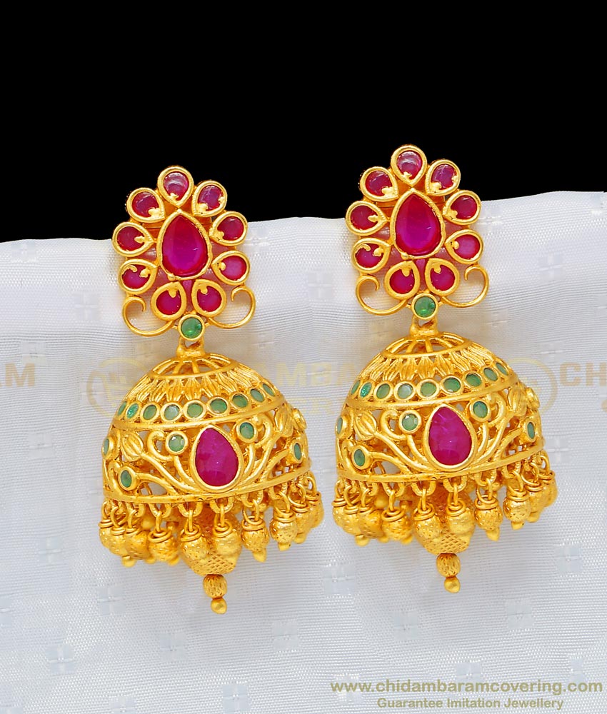 big jhumkas, designer jewellery, latest gold buttalu design, 