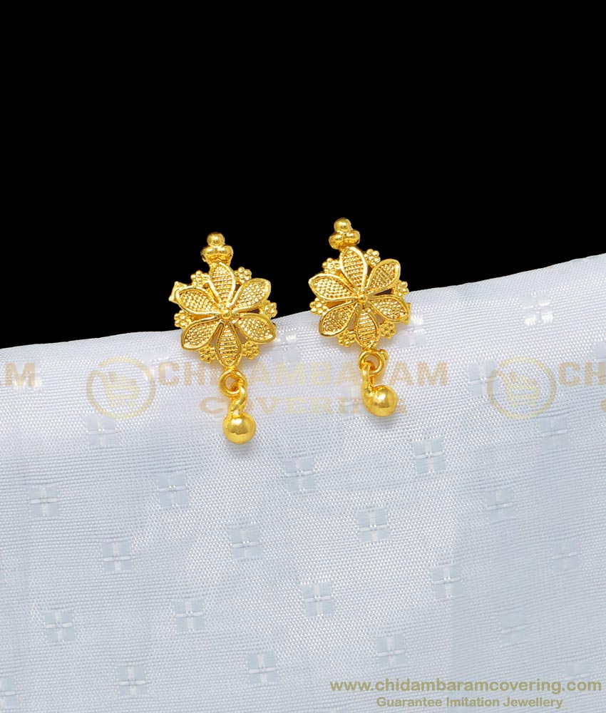 screw earring, gold tops design, thodu 