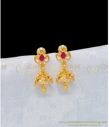 ERG963 - Latest Gold Plated Ad Stone Jhumkas Earring Designs for Ladies