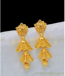 ERG965 - Latest Collections Flower Design Bridal Gold Jhumkas Design Double Layer Jimiki Online 
