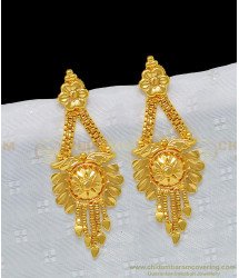 ERG966 - Latest Dangler Earrings Gold Flower Design One Gram Gold Plated Earrings
