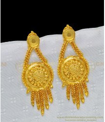 ERG967 - Gold Look Gold Forming Earring Bridal Wear Long Dangle Earring for Women 