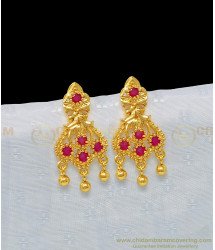 ERG983 - Attractive Gold Look Gold Plated Ruby Stone Earrings for Female