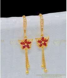 ERG982 - Unique Ruby Stone Butterfly Design Earring One Gram Gold Hanging Earrings for Women 