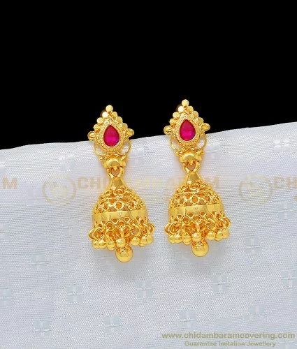 Buy Latest Collections Flower Design Bridal Gold Jhumkas Design Double ...