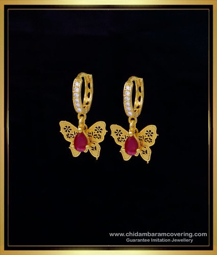 ERG1571 - Elegant Butterfly Design 1 Gram Gold Earrings for Baby Girl 