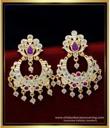 ERG1574 - New Bridal Wear Ad Stone Chandbali Impon Earrings Online Shopping