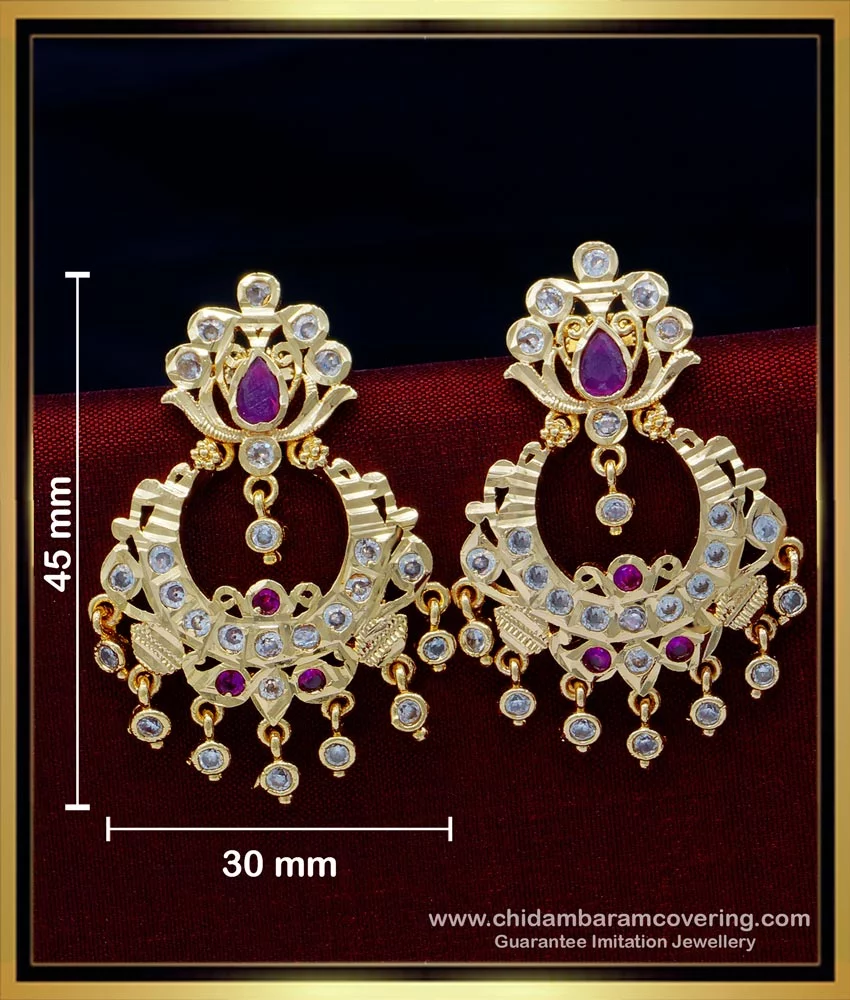 Buy Rani Color Meenakari Chandbali Earrings Online - Aferando