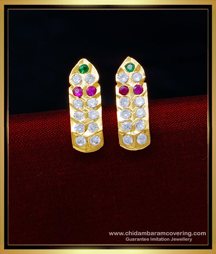 imitation jewelry,1 gm gold plated ear ring design, Kallu thodu designs, stud for women, stone earrings, kal thodu, impon thodu, impon earrings, 