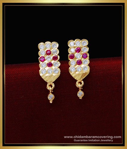 ERG1578 - Traditional South Indian Jewelry Daily Use Impon Studs Earrings