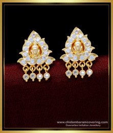 ERG1583 - Impon White Stone Lakshmi Stud Earrings Gold Design Artificial Earrings Online
