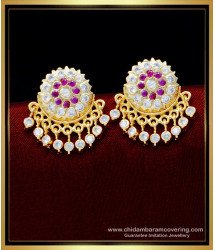 ERG1585 - Panchaloha Flower Model Impon Stone Stud Earrings for Women