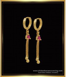 ERG1589 - 1 Gram Gold Bali Design Ruby Stone Earrings Online