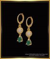 Attractive Emerald with White Stone Gold Bali Earrings Designs 