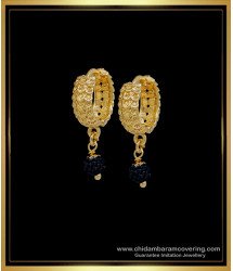 ERG1594 - Gold Plated Daily Wear Black Crystal Bali Earrings for Girls