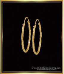 ERG1599 - Simple Daily Use Circle Gold Big Round Hoop Earrings