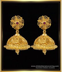 ERG1602 - Bridal Wear Ruby Stone South Indian Jhumkas Online Shopping 