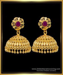 ERG1604 - Latest Big Ruby Jhumka Earrings Design for Wedding