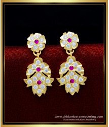 ERG1618 - South Indian Impon Jewellery Stone Earrings Online 