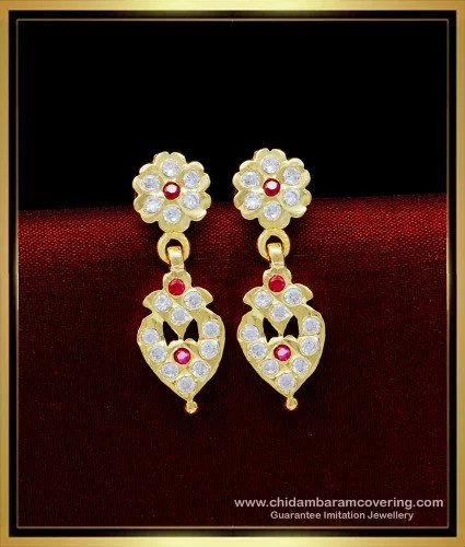 Full White Stone Jimiki Earrings | Gold design, 18k gold jewelry, Earrings