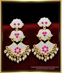 ERG1628 - Traditional Gold Design 2 Layer Impon Stone Big Size Earrings