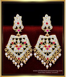 ERG1633 - South Indian Wedding Jewellery Impon Big Size Stone Earrings
