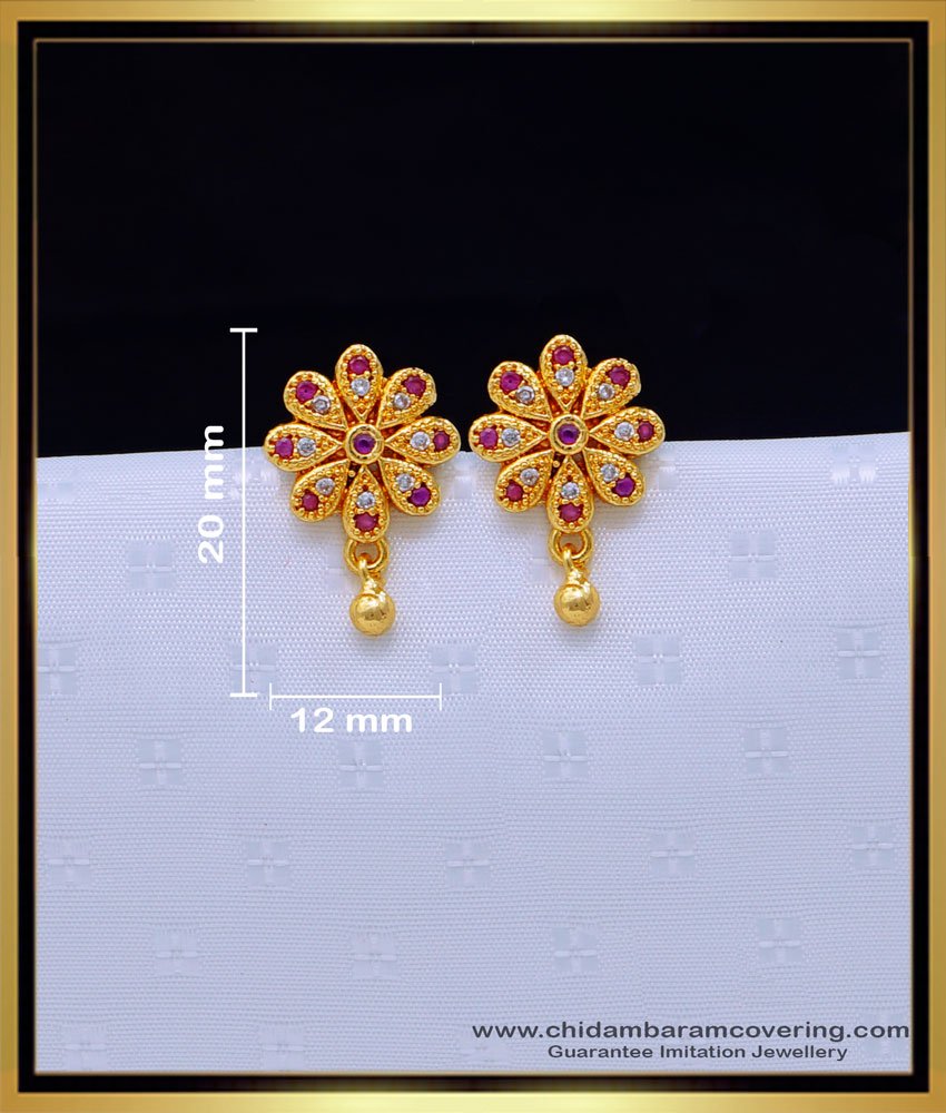 Cute White Stone Flower Design Stone Earrings Studs
