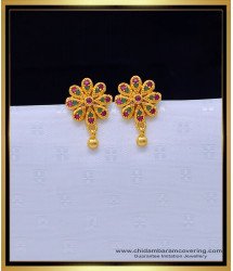 ERG1637 - 1 Gram Gold Jewellery Flower Design Stone Stud Earrings