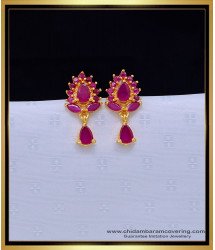 ERG1642 - Attractive Ruby Stud Earrings 1 Gram Gold Jewellery Online