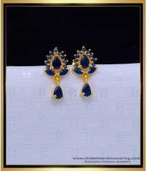 ERG1643 - Unique Party Wear Ad Stone Dark Blue Earrings Online
