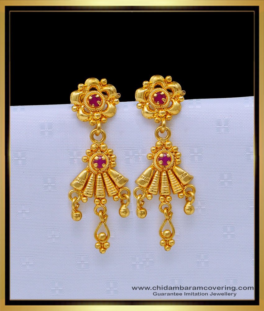 Gold Plated Simple Gold Earrings Designs for Daily Use 