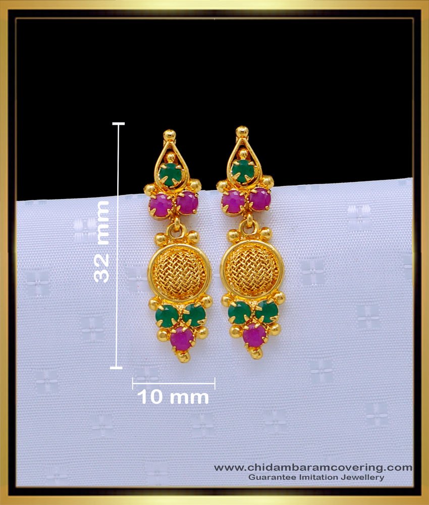 Attractive Small Stone Earrings Gold Plated Jewellery