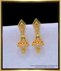 ERG1656 - One Gram Gold Ad Stone Jhumkas Design for Women 