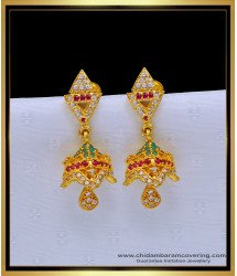 ERG1657 - South Indian Jewellery Ad Stone Gold Plated Jhumkas Buy Online