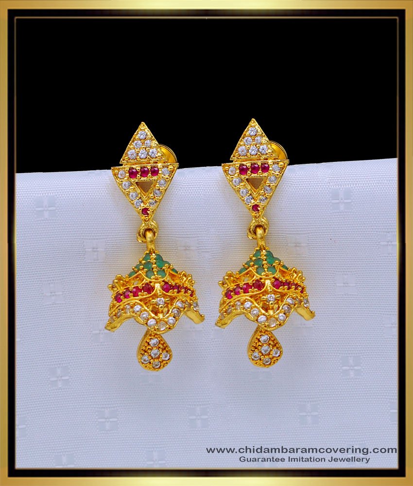 South Indian Jewellery Ad Stone Gold Plated Jhumkas Buy Online
