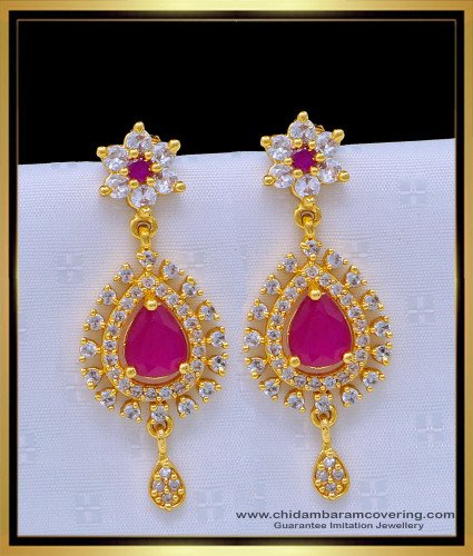 ERG1659 - American Diamond Party Wear New Modern Stylish Earrings