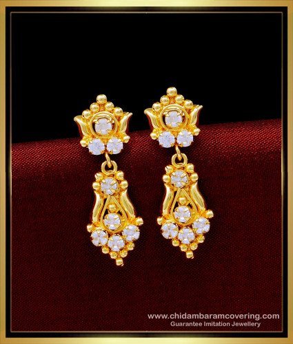 ERG1664 - First Quality White Stone Hanging Earrings Gold Plated Jewelry