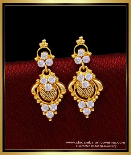 Husna Fashion Jewellery White American Diamond Earring for Women and Girls  at Rs 560/set in Mumbai