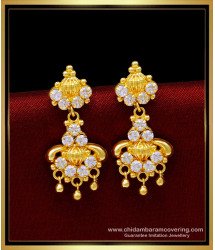 ERG1666 - Pure Gold Plated Guaranteed White Stone Hanging Earrings Design