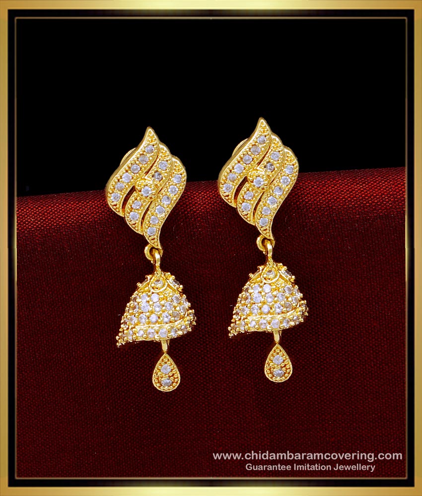 New Design White Stone Jhumka Earrings Online Shopping