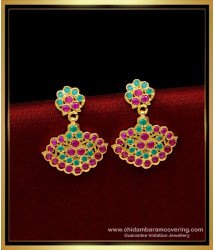 ERG1670 - Best Quality Impon Kammal Ruby Emerald Stone Earrings 