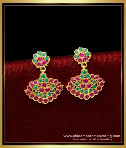 ERG1670 - Best Quality Impon Kammal Ruby Emerald Stone Earrings 