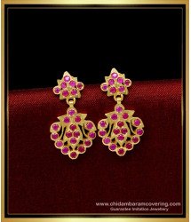 ERG1671 - Elegant Impon Ruby Stone Earrings Online Shopping 