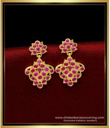 ERG1672 - Traditional Ruby Stone Impon Earrings Online Shopping