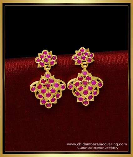 ERG1672 - Traditional Ruby Stone Impon Earrings Online Shopping