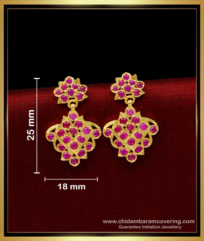 Traditional Ruby Stone Impon Earrings Online Shopping