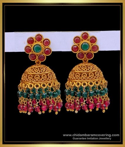ERG1677 - Best Quality Temple Jewellery Jhumkas Online Shopping